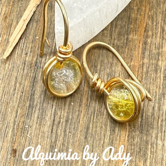 Gold and Yellow Earrings lemon quartz - Picture 1 of 1